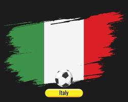 Italien-Staatsflagge mit Fußball. Farbpinsel Kunst. vektor