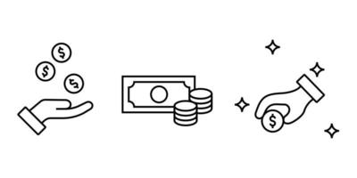 Satz kreative Illustration des bearbeitbaren Symbols im Zusammenhang mit Finanzsachen. Geldzirkulation. Elementvektorstrich geeignet für das UI-UX-Design von Finanz- oder Wirtschaftsanwendungen. vektor