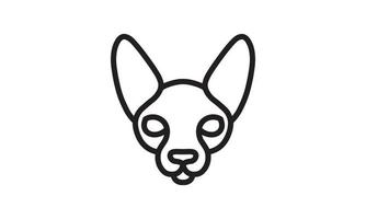 Sphynx-Katze-Vektor-Linie-Symbol, Tierkopf-Vektor-Linienkunst, isolierte Tierillustration für Logo desain vektor