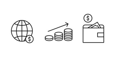 Satz kreative Illustration des bearbeitbaren Symbols im Zusammenhang mit Finanzsachen. Wirtschaftswachstum. Elementvektorstrich geeignet für das UI-UX-Design von Finanz- oder Wirtschaftsanwendungen. vektor