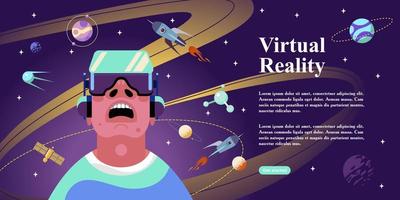 virtuelle Realität im Weltraum. Vektor-Illustration. Moderne Technologie