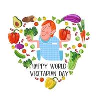 glücklicher vegetarischer Welttag. Vektor-Illustration mit handgezeichneten einzigartigen Texturen. vektor