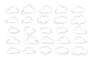 Cloud-Set im handgezeichneten Doodle-Skizzen-Stil vektor