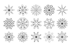Satz einzigartiges Winterschneeflockenweihnachtsvektordesign für Broschürenfahnenkartenaufkleber vektor