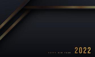 Frohes neues 2022 Jahr elegante goldene Hintergrundgoldlinie, tiefer Schatten und Licht. minimalistische Textvorlage vektor
