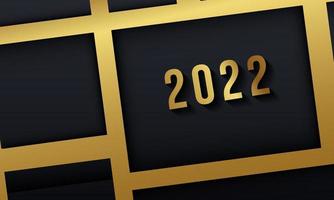 lyckligt nytt 2022 år elegant guld bakgrund guld linje, djup skugga och ljus. minimalistisk textmall vektor