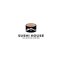 Sushi-Haus-Logo mit Sushi-Illustration kombiniert mit Haus vektor