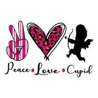 peace love cupid, valentine's sublimation design, perfekt på t-shirts, muggar, skyltar, kort och mycket mer vektor