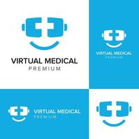 virtuell medicinsk logotyp ikon vektor mall