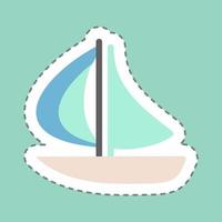 klistermärke båt - linjeklippning - enkel illustration, redigerbar linje vektor