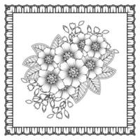 Mehndi-Blume für Henna, Mehndi, Tätowierung, Dekoration. dekoratives Ornament im ethnisch-orientalischen Stil, Doodle-Ornament, Umrisshand zeichnen. Malbuchseite. vektor