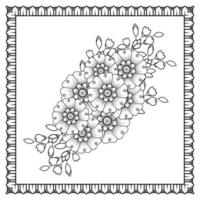 Mehndi-Blume für Henna, Mehndi, Tätowierung, Dekoration. dekoratives Ornament im ethnisch-orientalischen Stil, Doodle-Ornament, Umrisshand zeichnen. Malbuchseite. vektor