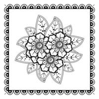 Mehndi-Blume für Henna, Mehndi, Tätowierung, Dekoration. dekoratives Ornament im ethnisch-orientalischen Stil, Doodle-Ornament, Umrisshand zeichnen. Malbuchseite. vektor