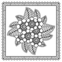 Mehndi-Blume für Henna, Mehndi, Tätowierung, Dekoration. dekoratives Ornament im ethnisch-orientalischen Stil, Doodle-Ornament, Umrisshand zeichnen. Malbuchseite. vektor