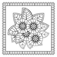 Mehndi-Blume für Henna, Mehndi, Tätowierung, Dekoration. dekoratives Ornament im ethnisch-orientalischen Stil, Doodle-Ornament, Umrisshand zeichnen. Malbuchseite. vektor