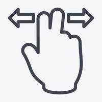 Symbol zwei Finger horizontal - Linienstil - einfache Illustration, bearbeitbarer Strich vektor