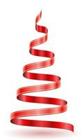 Weihnachts- und Neujahrsbaum aus roten Bändern Vektor-Illustration isoliert auf weißem Hintergrund vektor