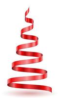 jul- och nyårsträd gjord av röda band vektorillustration isolerad på vit bakgrund vektor