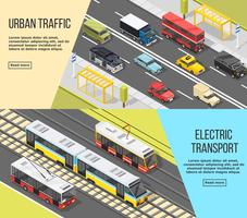 banners set av stadstransporter vektor