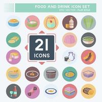 Icon Set Essen und Trinken - flacher Stil - einfache Illustration, bearbeitbarer Strich vektor