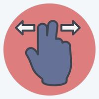 Symbol zwei Finger horizontal - Farbkamerad-Stil - einfache Illustration, bearbeitbarer Strich vektor
