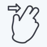 ikon två fingrar höger - linjestil - enkel illustration, redigerbar linje vektor