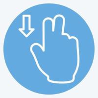 Symbol mit zwei Fingern nach unten - Stil der blauen Augen - einfache Illustration, bearbeitbarer Strich vektor