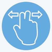 Symbol zwei Finger horizontal - blaue Augen-Stil - einfache Illustration, bearbeitbarer Strich vektor