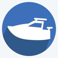 ikon yacht - lång skugga stil - enkel illustration, redigerbar linje vektor