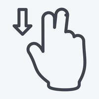 Symbol zwei Finger nach unten - Linienstil - einfache Illustration, bearbeitbarer Strich vektor