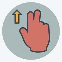 Symbol zwei Finger hoch - Farbkamerad-Stil - einfache Illustration, bearbeitbarer Strich vektor