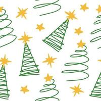 Weihnachtsbaum nahtloses Muster handgezeichnetes Gekritzel vektor