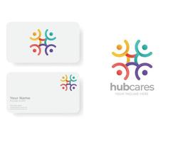 Community People Care Logo mit Visitenkartenvorlage vektor