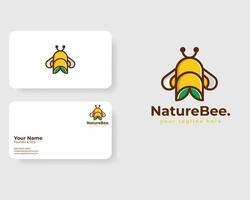 Naturbienenhoniglogo mit Visitenkartenvorlage vektor