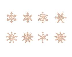 Strichzeichnungen-Schneeflocken-Sets für Weihnachtsdekoration, Neujahrsfeiertage, Frohe Weihnachten vektor