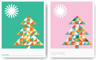 Weihnachtsgrußkarte mit geometrischen Weihnachtsbäumen vektor