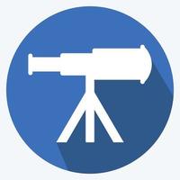 Symbolteleskop auf Ständer - langer Schattenstil - einfache Illustration, bearbeitbarer Strich vektor
