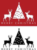 renar och julgran god jul ikonplaceringsdesign för julkort, tryck, dekoration, scrapbooking, inbjudan, stencil, klistermärke, tapeter, presentförpackning, flygblad vektor