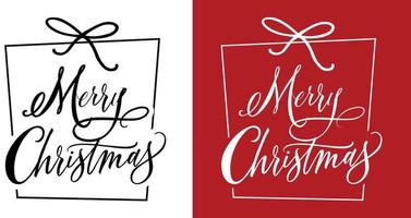 Frohe Weihnachten in Geschenkbox Typografie Skript Symbol Grafik Print Design für Weihnachtskarte, Druck, Dekoration, Scrapbooking, Einladung, Schablone, Aufkleber, Tapete, Geschenkverpackung vektor