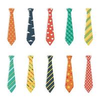 uppsättning slipsar med olika färger och mönster vektor