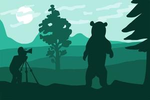 fotograf fotografier björn i naturen. vektor