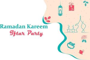 glad ramadan kareem iftar festtema. kan användas för bakgrund, affisch, flyer, infographic, presentation, layoutmalldesign. islamiska ikoner koncept i platt modern vektor. vektor