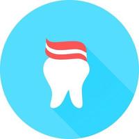Zahn im Kreissymbol mit langen Schatten. Zahnklinik oder Firmenvektor. Zahnsymbol-Vektorsymbol für Website, ui, App. kreatives medizinisches Konzept der Zahnarztstomatologie. vektor