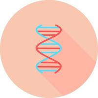 dna spiral i cirkel ikon med långa skuggor. deoxiribonuklein, nukleinsyrahelix. spiralformade trådar. kromosom. molekylärbiologi. genetisk kod. genom. genetik. isolerade vektor illustration.