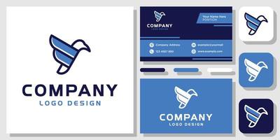 einfacher Vogel Adler Falke Flügel blau Freiheit fliegen Flug Logo Design Inspiration mit Layout Vorlage Visitenkarte vektor