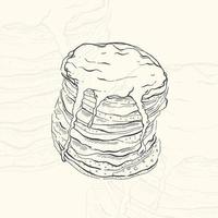 illustration pannkakor skiss food.hand dras element design meny. isolerade objekt i vit bakgrund. vektor