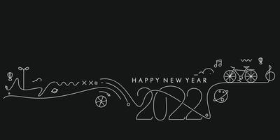 Frohes neues Jahr 2022 Text mit Reisewelt Designmuster, Vektorillustration. vektor