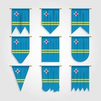Aruba-Flagge in verschiedenen Formen, Flagge von Aruba in verschiedenen Formen vektor