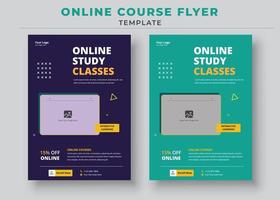 mall för kursreklamblad, flygblad för onlinekurser, flygblad för utbildning, flygblad för onlinekurser och affisch vektor