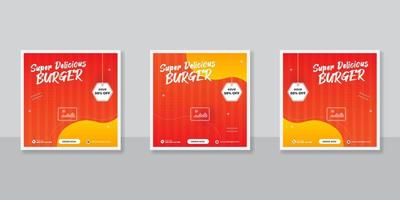 Burger Menü Restaurant Werbung Social Media Banner Vorlage vektor